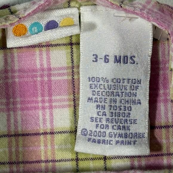 Vintage Y2K "GARDEN PARTY" Romper Girls 3-6 months Plaid Pink - Picture 3 of 5
